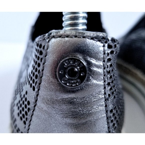 JIMMY CHOO Dawn Metallic Pewter Leather Espadrilles EU 39 US 9 Slip On Leopard - Picture 10 of 16